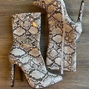 Patent leather snake skin boots